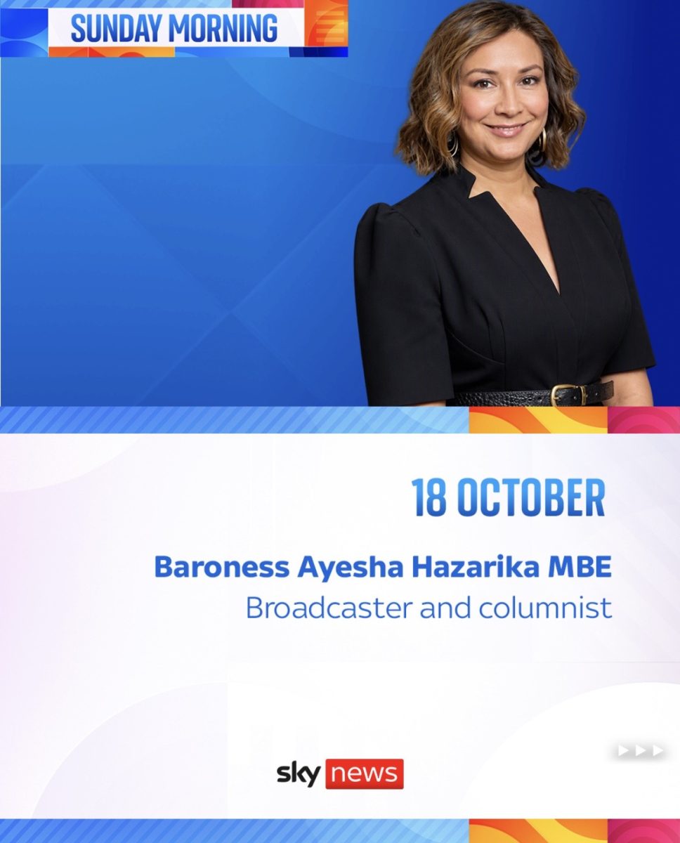 Ayesha Hazarika to from ‘Sunday Morning with…’ on Sky